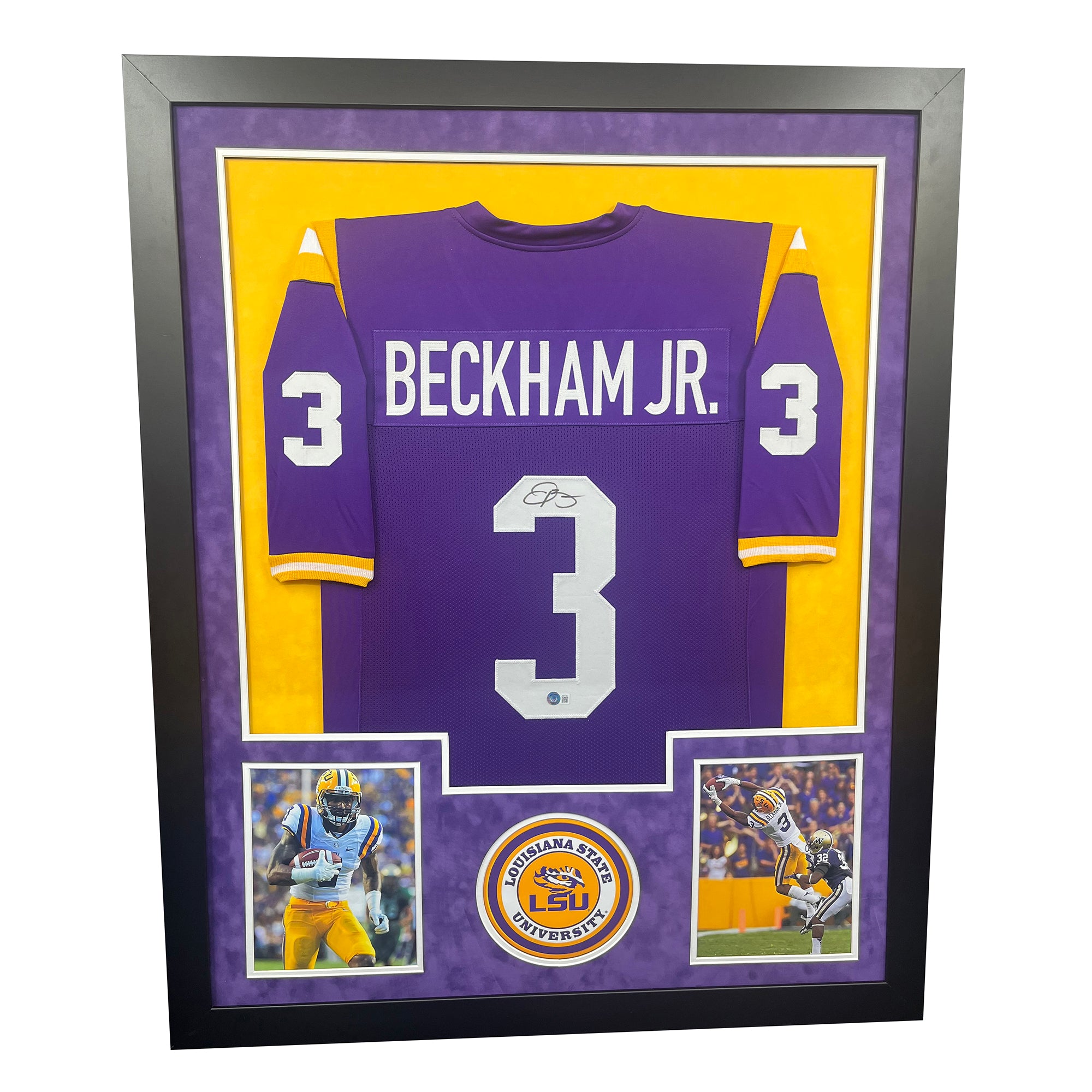 ODELL BECKHAM JR SIGNED AUTOGRAPHED LSU TIGERS #3 PURPLE JERSEY