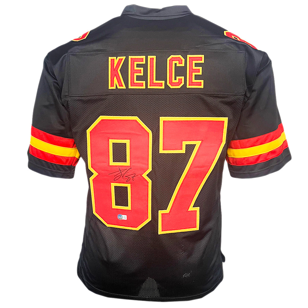 RSA Travis Kelce Signed Kansas City Black XL Football Jersey (Beckett)