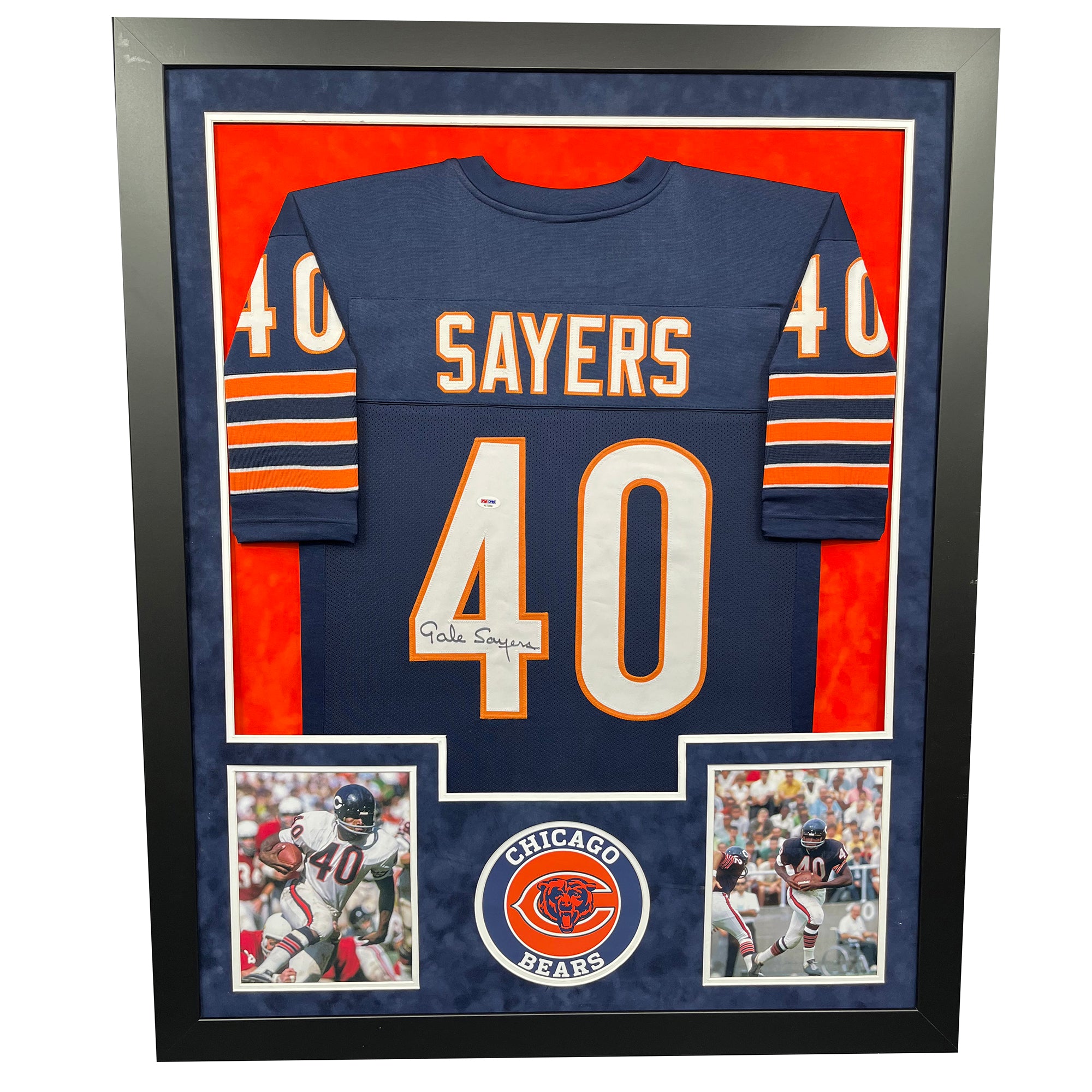 Charitybuzz: Gale Sayers Signed Chicago Bears Jersey Display