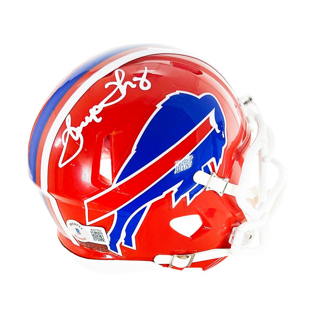 Thurman Thomas Autographed 65-73 Buffalo Bills Throwback White Speed Mini  Helmet Beckett BAS Witness Stock #220472