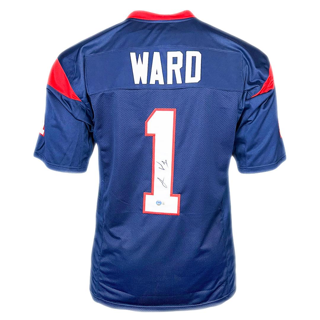 RSA Jimmie Ward Signed Houston Blue Football Jersey (Beckett)