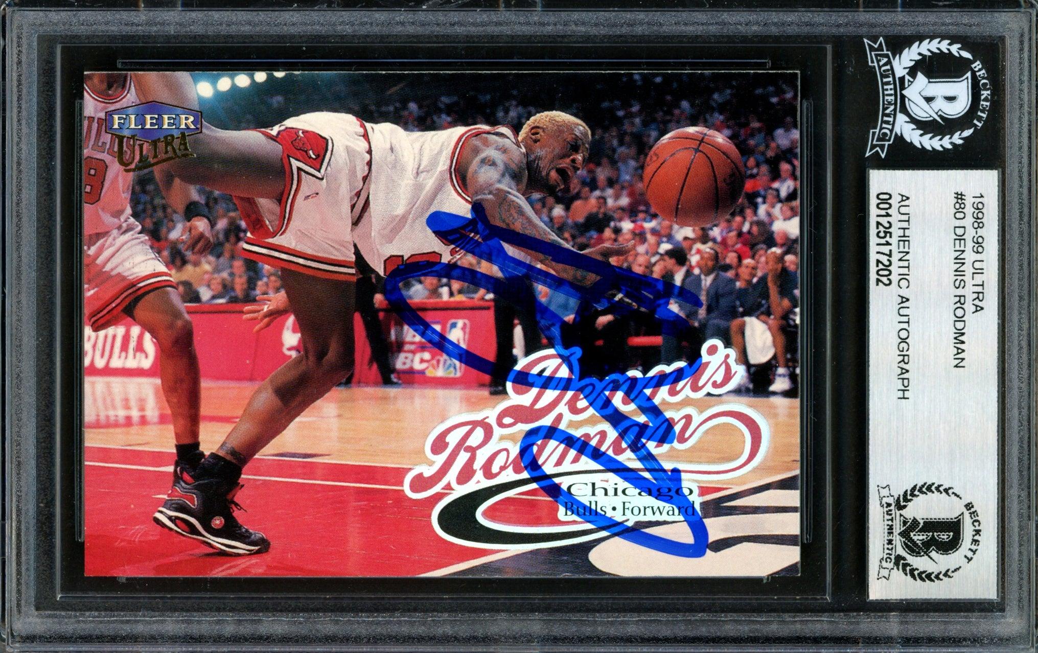  Bulls Dennis Rodman Autographed Red Jersey Beckett BAS