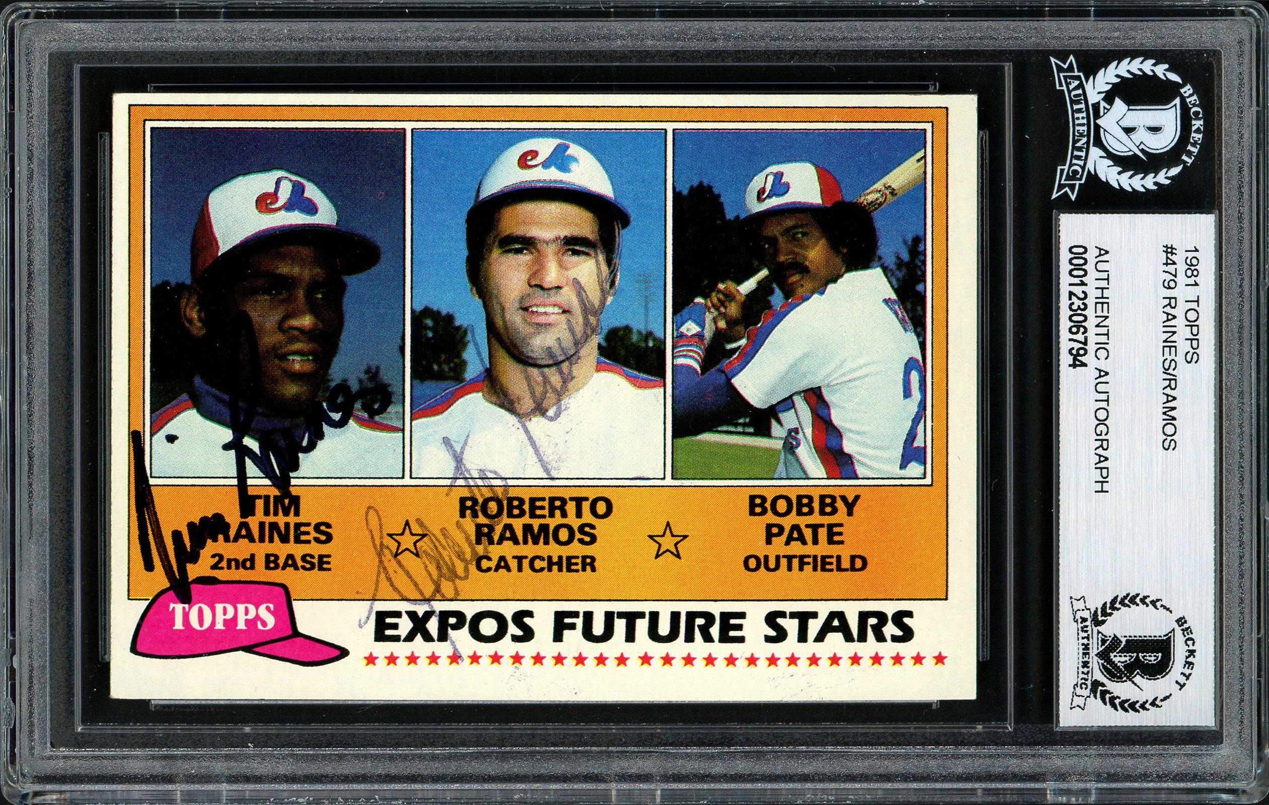 Tim Raines & Roberto Ramos Autographed 1981 Topps Rookie Card #479 Mon — RSA