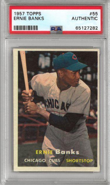 Ernie Banks 1957 Topps Baseball Card #55- PSA Slabbed Authentic (Chica — RSA