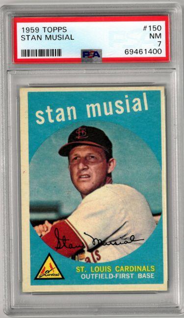 Stan Musial 1959 Topps Baseball Card #150- PSA Graded 7 NM (St. Louis — RSA
