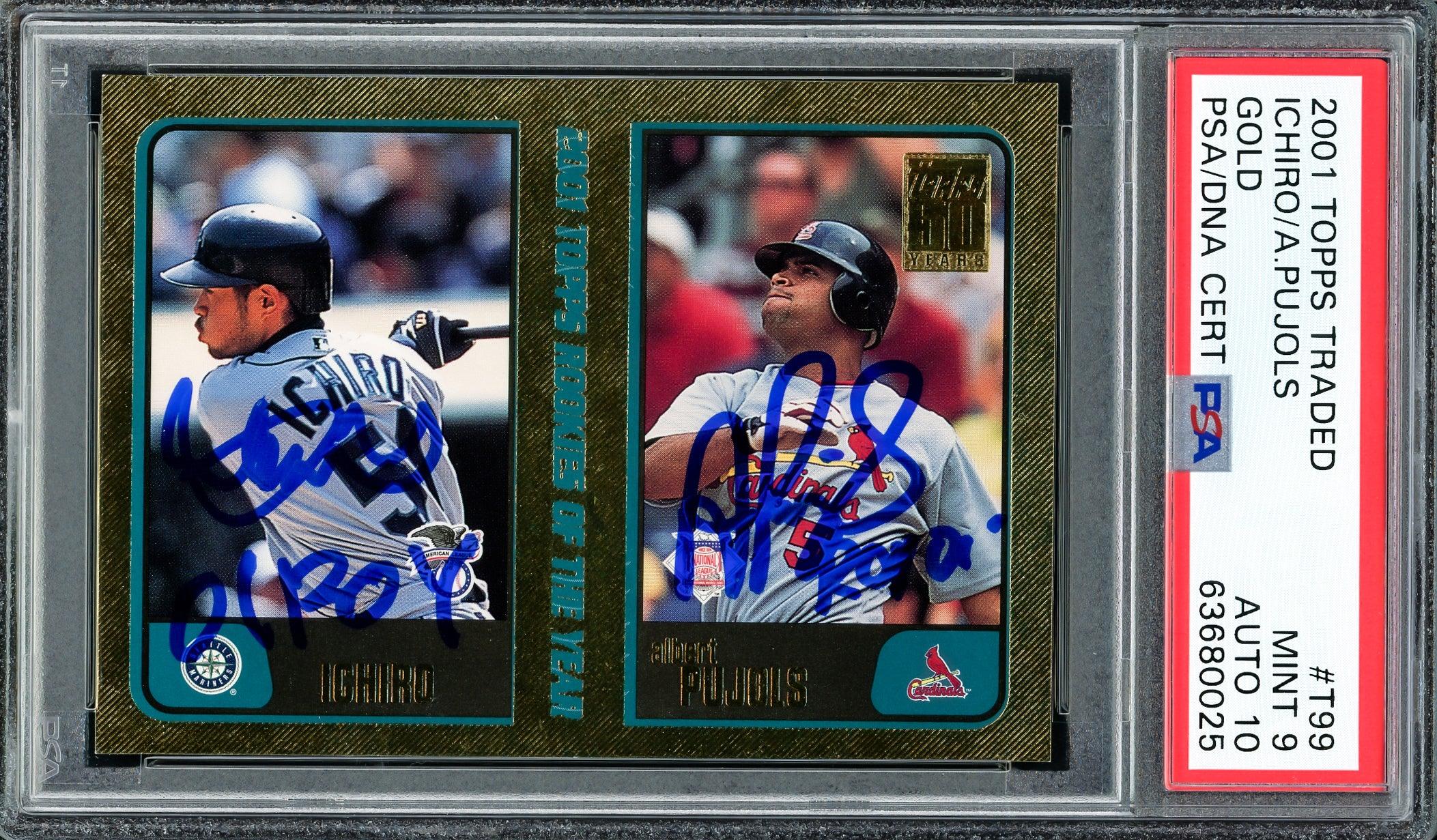 Albert Pujols & Ichiro Suzuki Autographed 2001 Topps Traded Gold