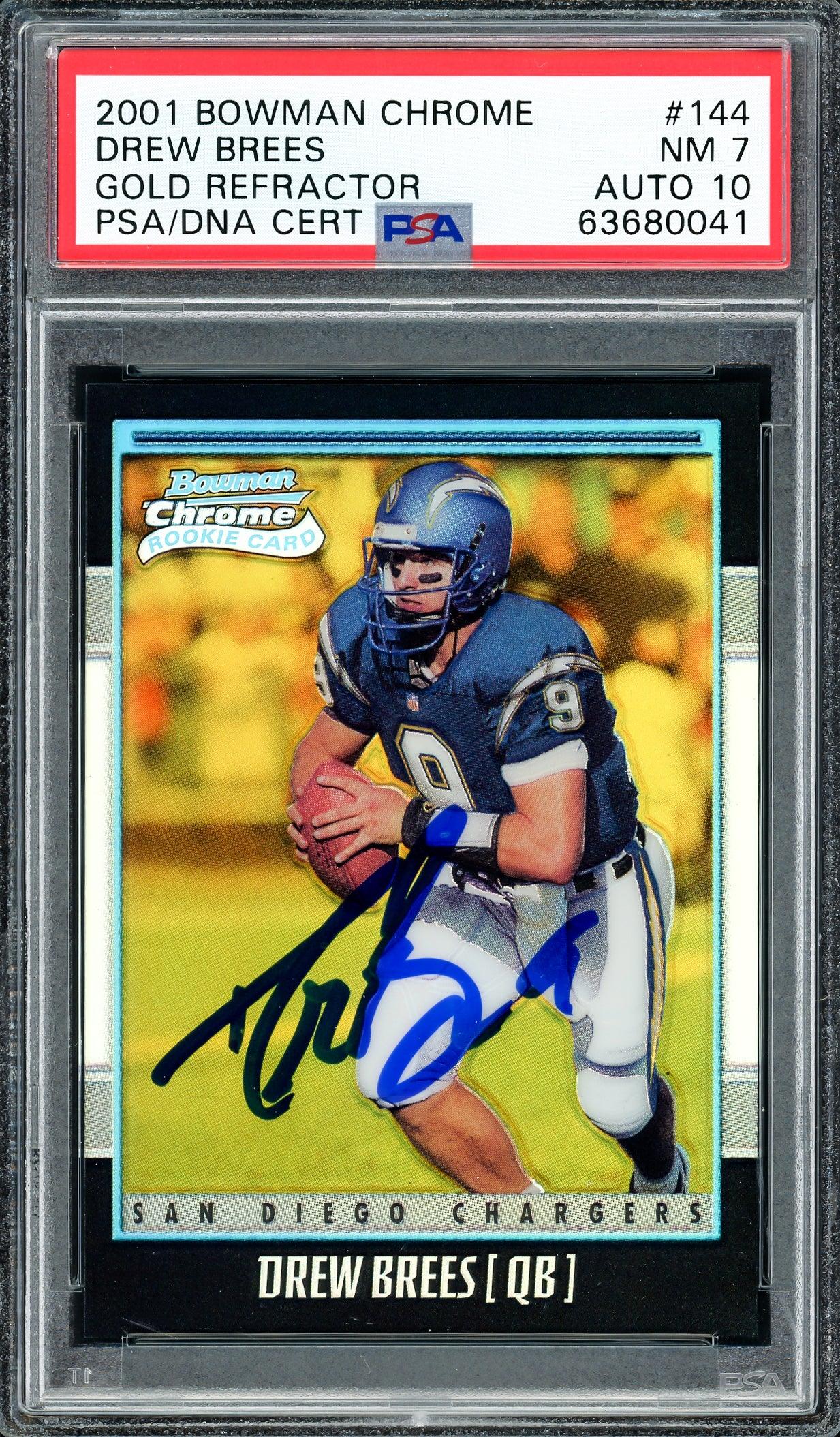 Drew Brees Autographed 2001 Bowman Chrome Gold Refractor Rookie