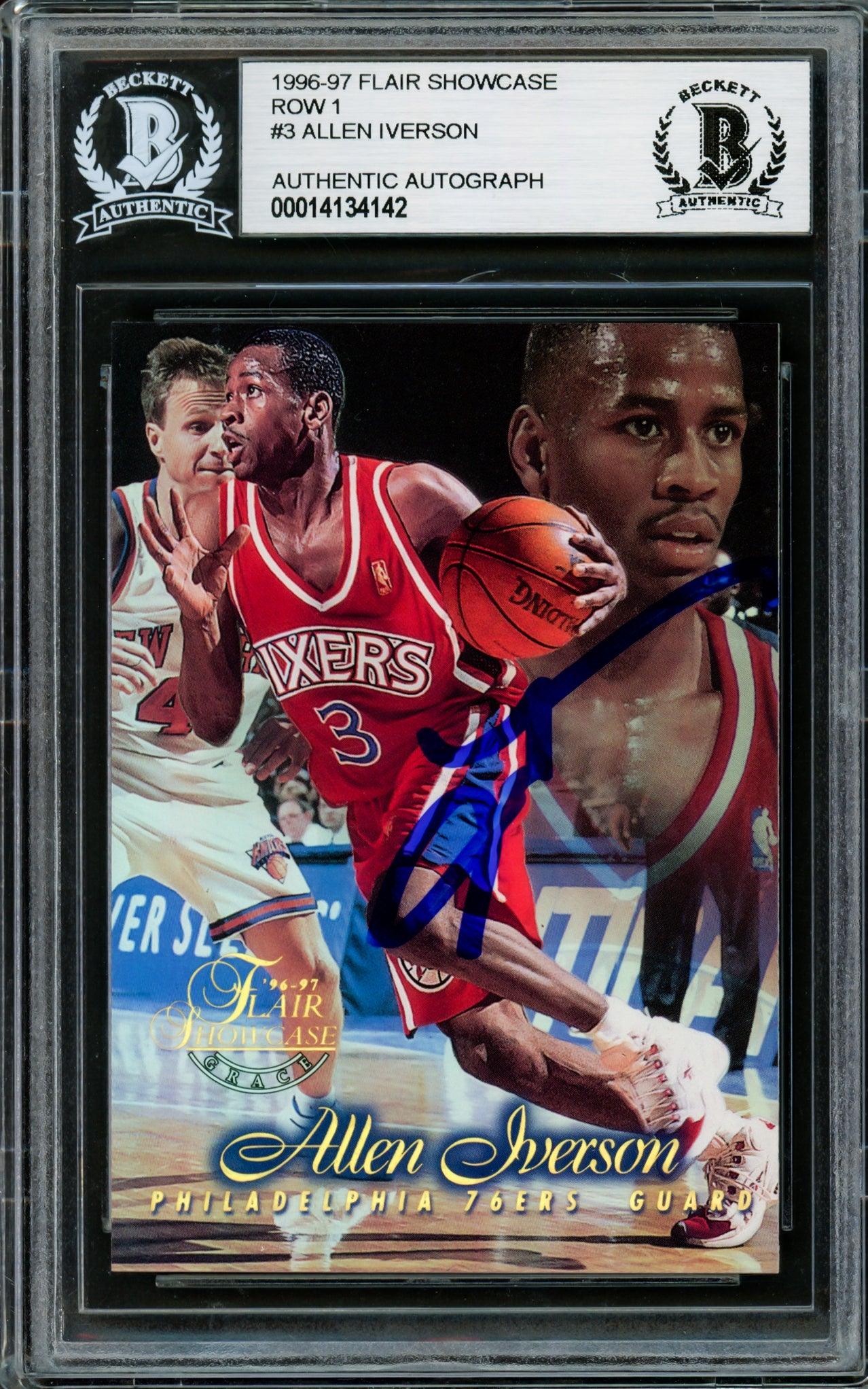 Allen Iverson Autographed 1996 97 Flair Showcase Row 1 Rookie Card