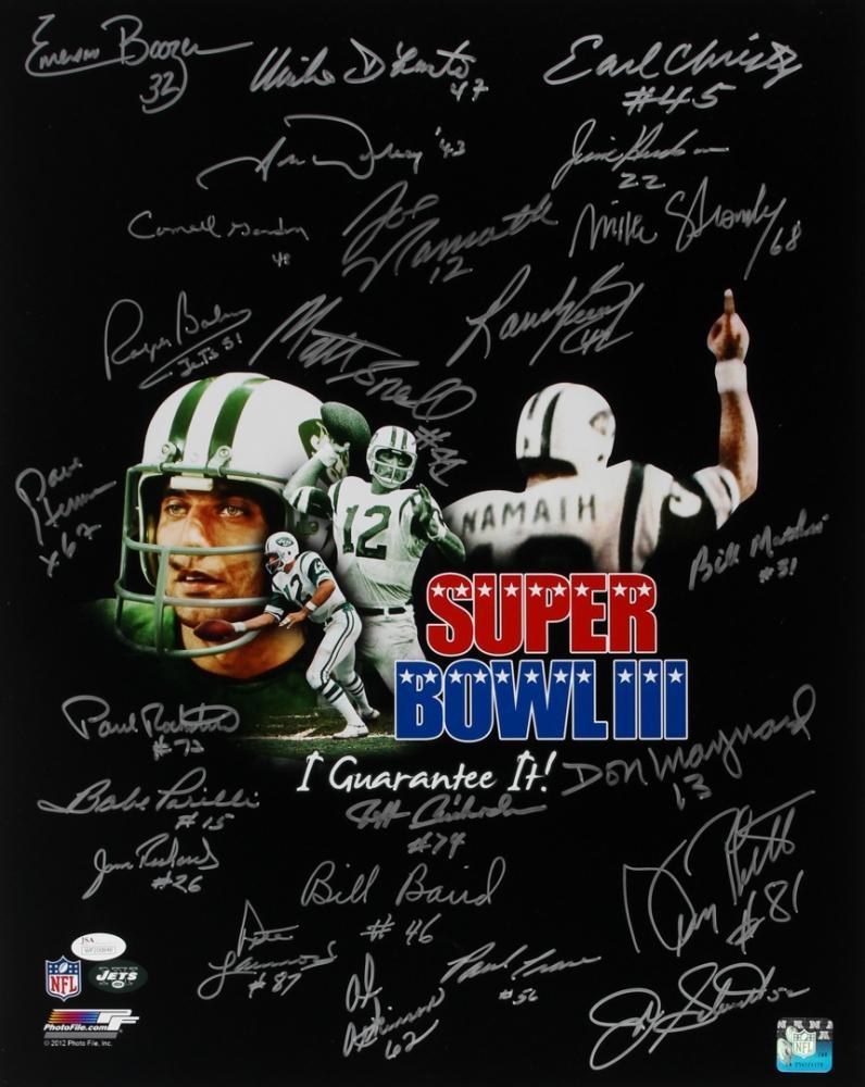 1969 New York Jets Super Bowl III Team-Signed Signed 16x20 24 Signatur — RSA