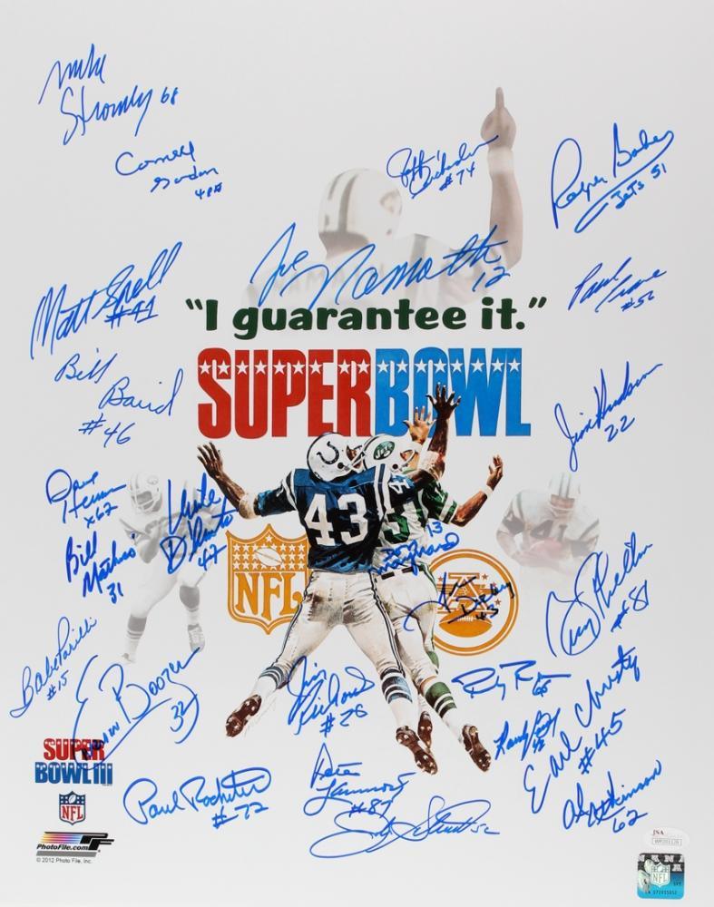 Framed 1969 New York Jets Autographed Super Bowl III Program 16x20 Photo -  24 Signatures