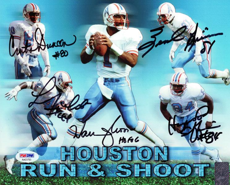 Houston Oilers Run & Shoot Autographed 8x10 Photo HOF 06 With 5 Sign — RSA