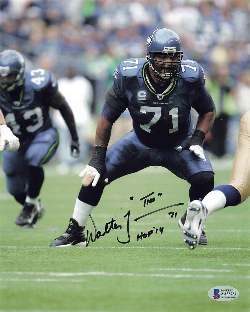 Walter Jones Signed And Inscribed HOF 14 Top 100 8x10 Photo