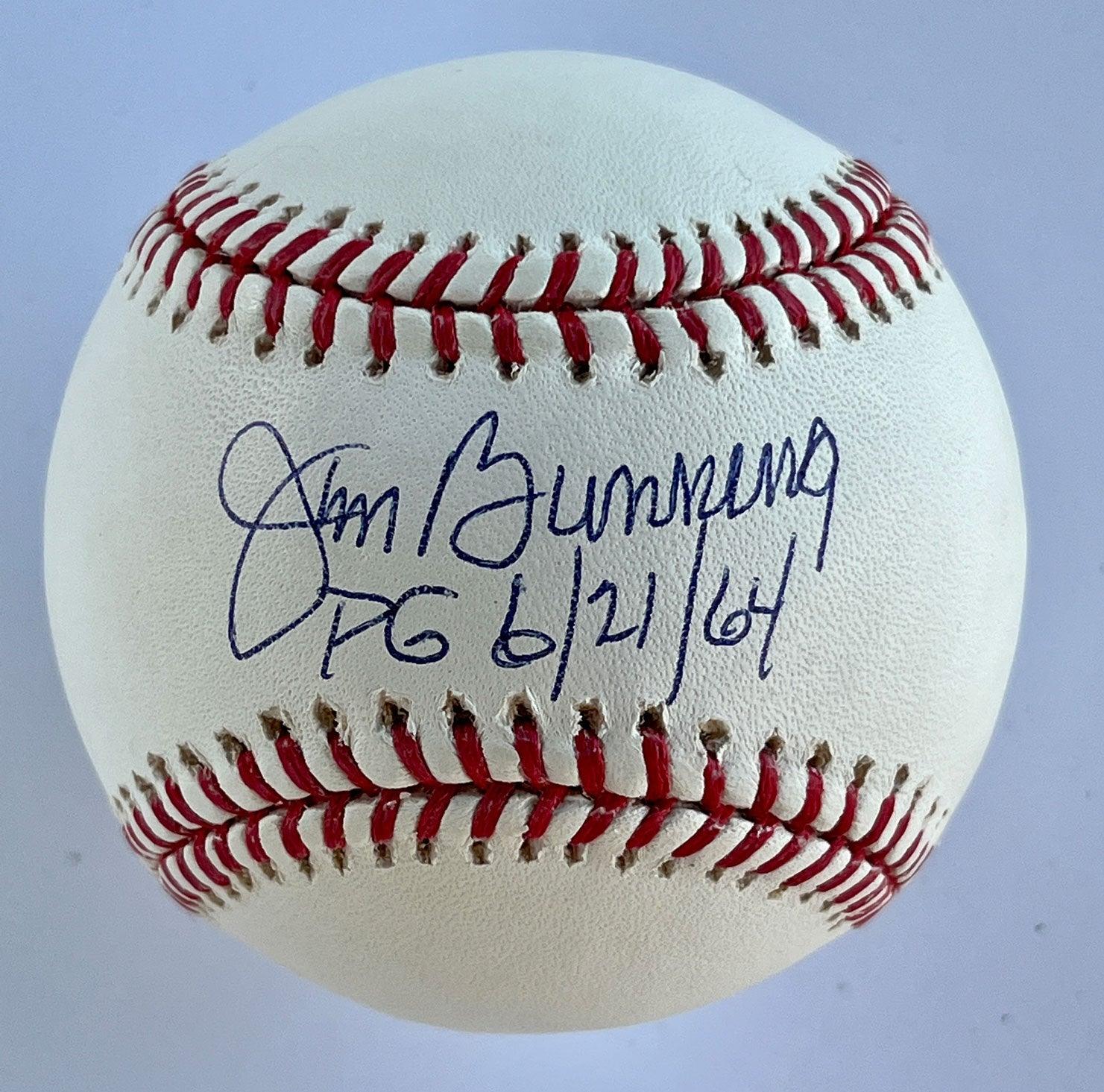 Jim Bunning Signed Phillies Majestic Jersey Inscribed PG 6/21/64 (JSA  COA)