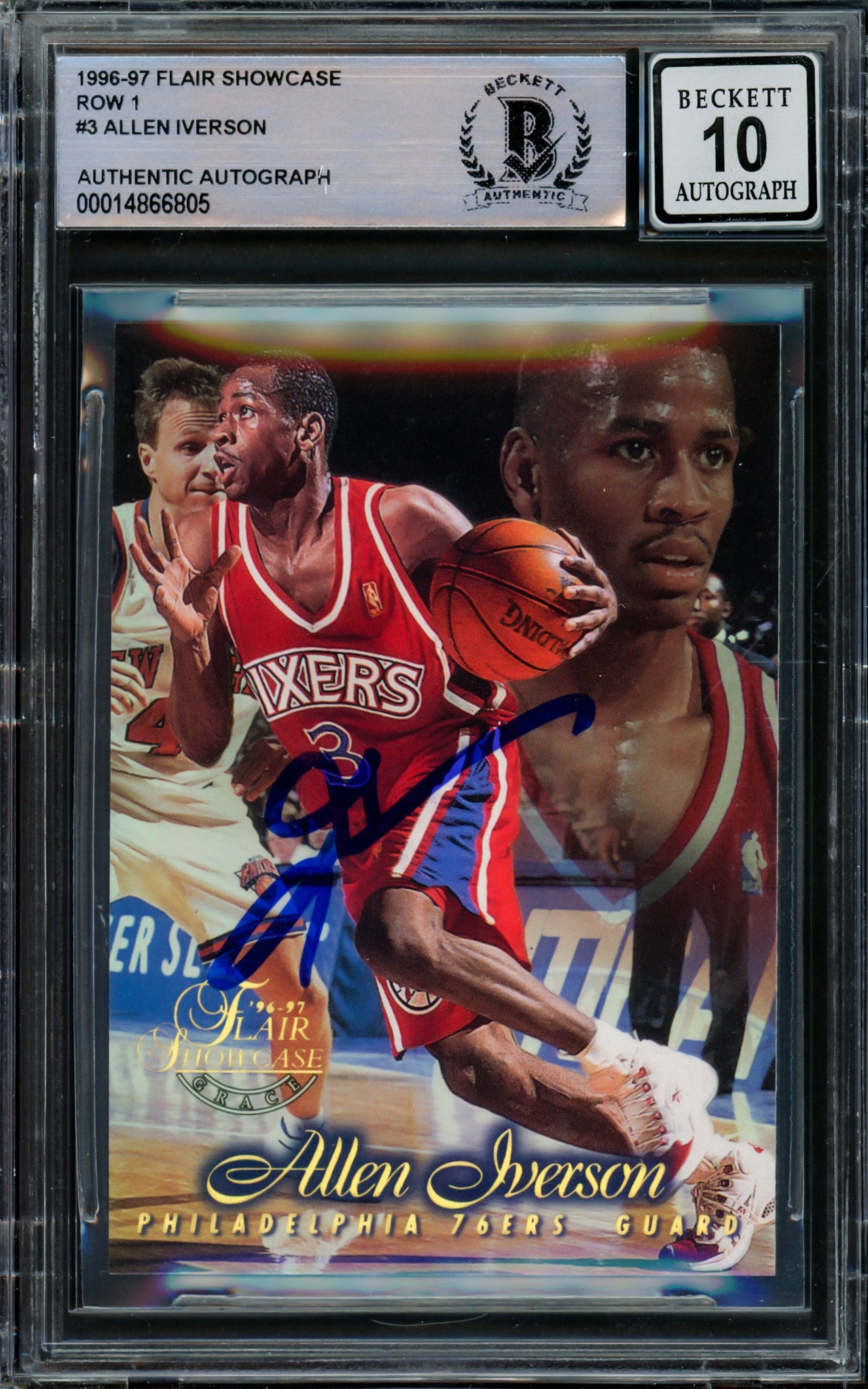 Allen Iverson Autographed 1996-97 Flair Showcase Rookie Card #Row