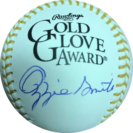 Autographed Ozzie Smith Ball - Rawlings Gold Glove Logo