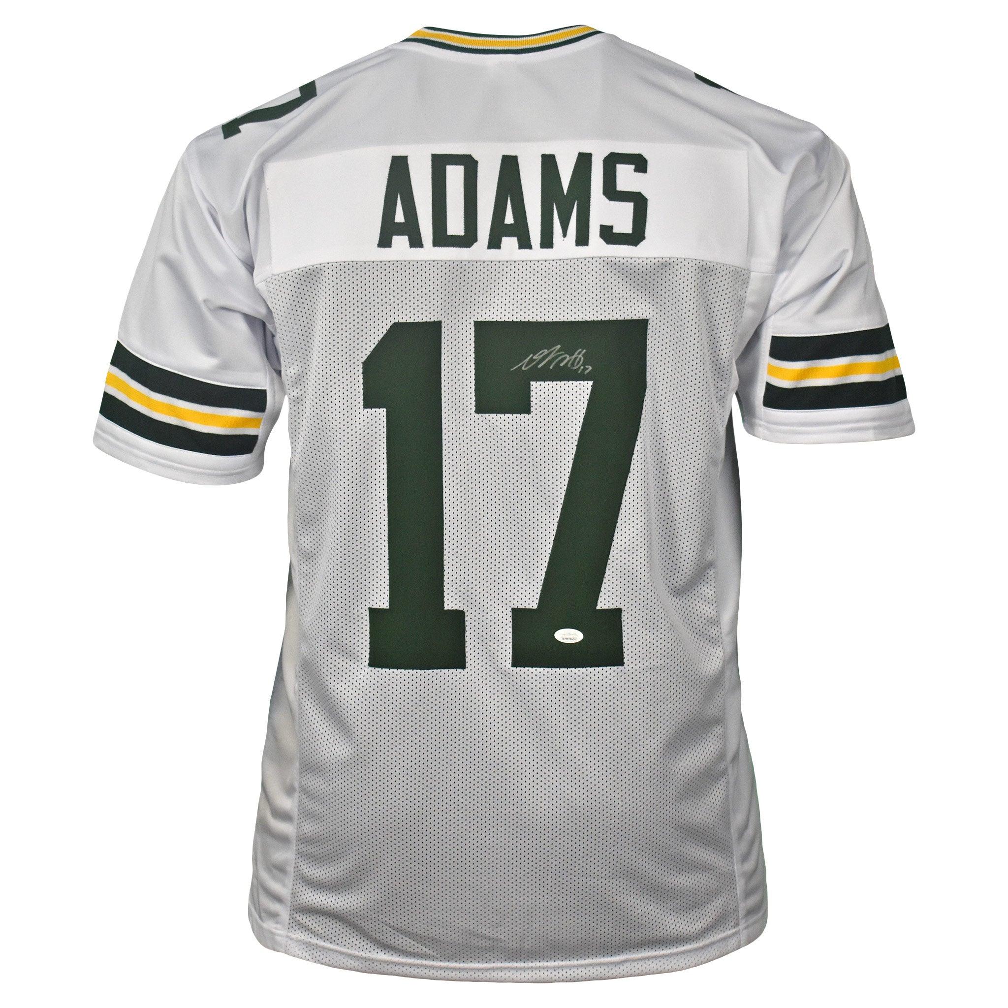 Press Pass Collectibles Davante Adams Authentic Signed White Color Rush Pro Style Jersey BAS Witnessed