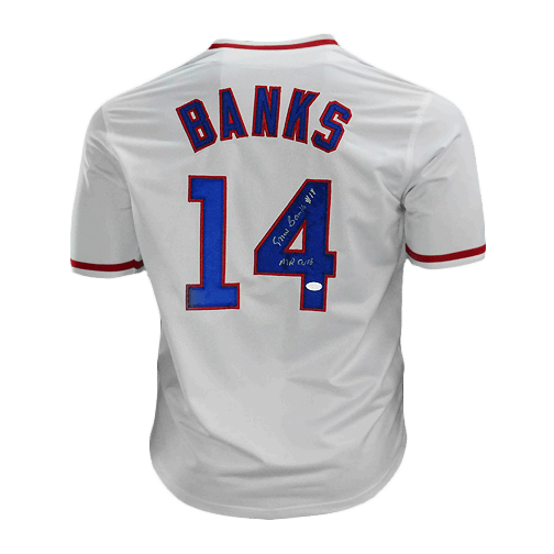 Ernie Banks Signed Cubs Jersey Inscribed Mr. Cub (PSA)