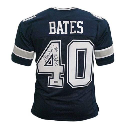 Bill Bates Autographed Pro Style Football Jersey Blue (RSA) RARE 3x SU