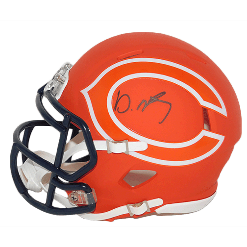 David Montgomery Autographed Chicago Bears Orange Amp Football Mini Helmet  (JSA)