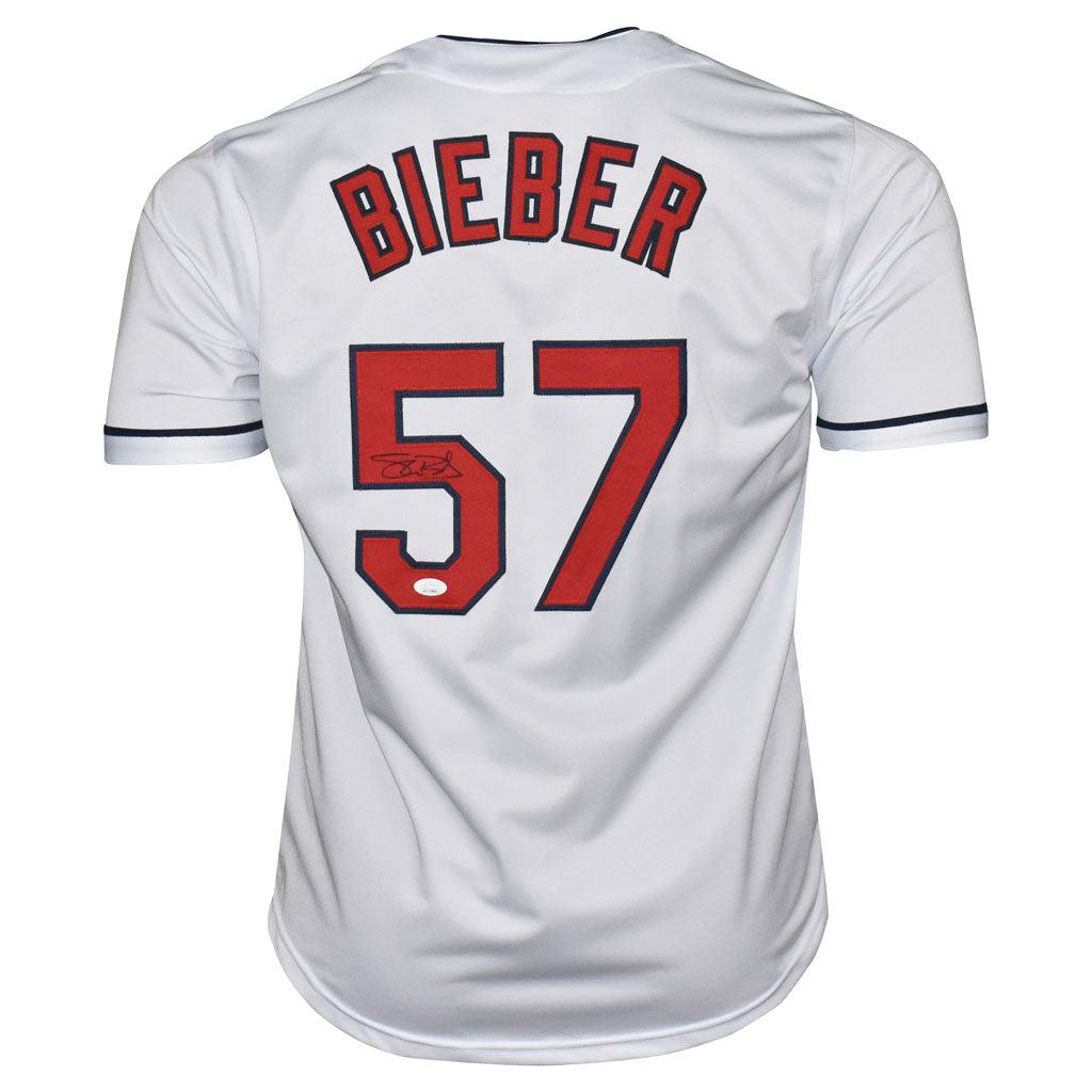Cleveland Indians Shane Bieber Autographed White Majestic Cool