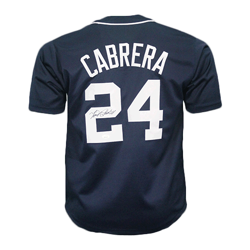 Miguel Cabrera Autographed Detroit Pro Style Baseball Jersey Navy (JSA)
