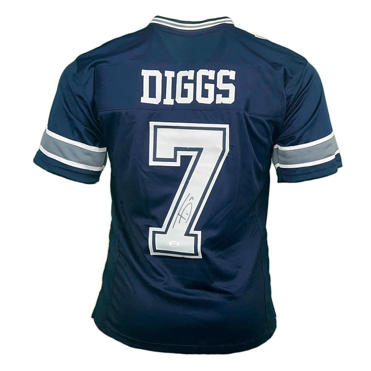 Press Pass Collectibles Trevon Diggs Authentic Signed Thanksgiving Navy Blue Pro Style Jersey JSA Wit