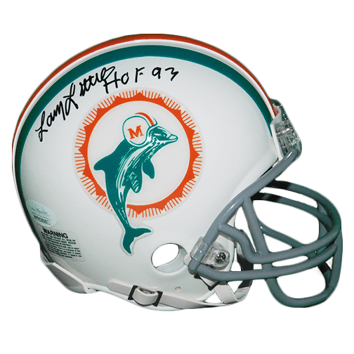 Larry Little Miami Dolphins Autograhed Football Mini Helmet HOF- 93 (JSA)