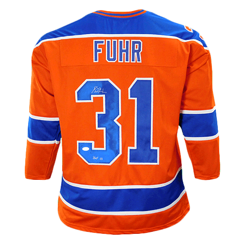 Grant Fuhr Edmonton Oilers Signed Orange Jersey JSA COA