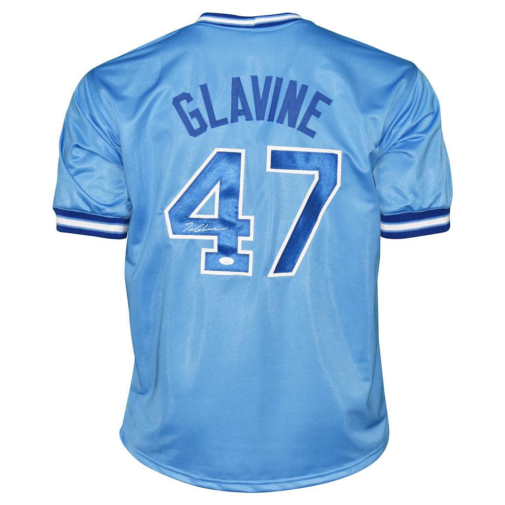 Tom Glavine Autographed Pro Style Baseball Jersey Dark Blue (JSA)