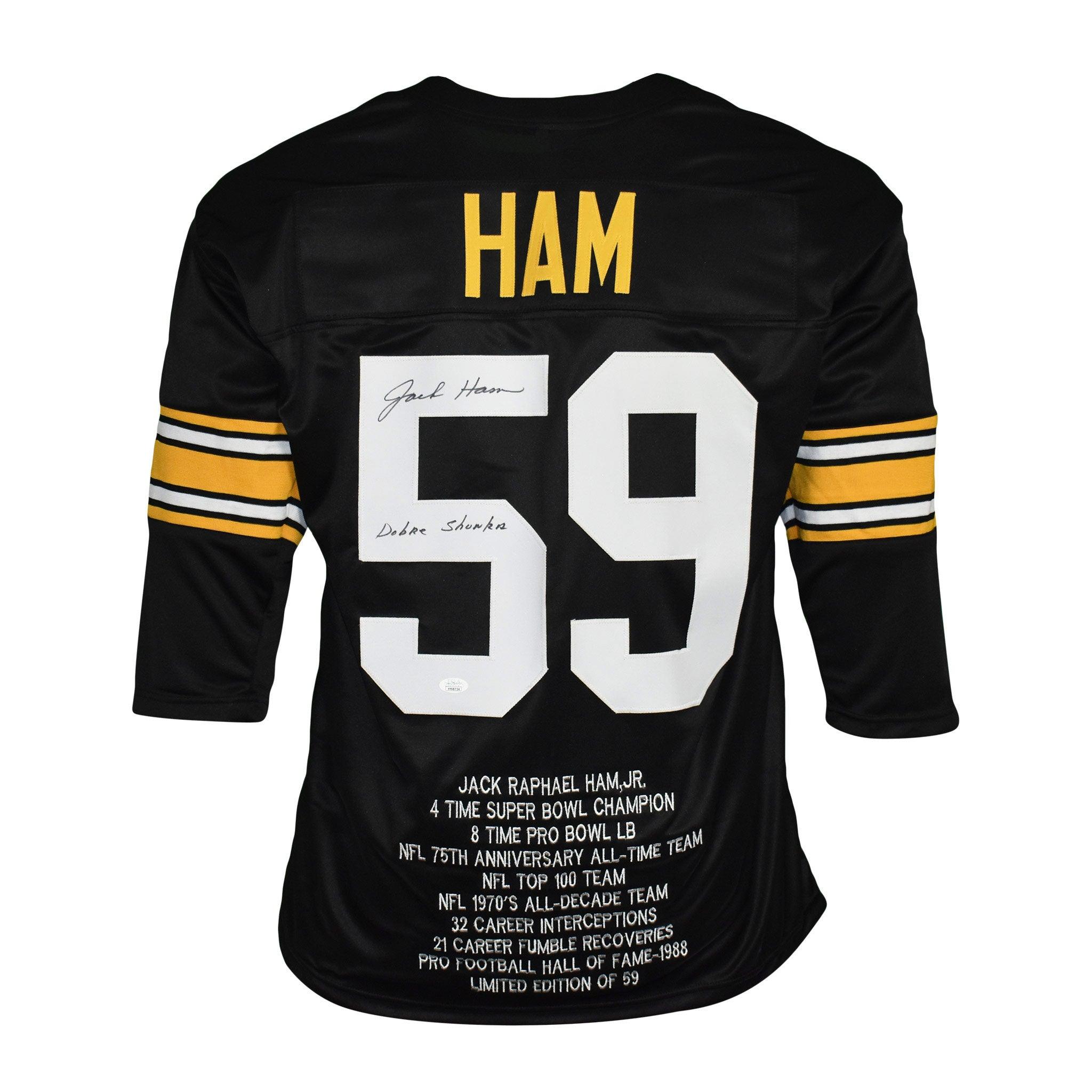 Jack Ham Signed Pro-Edition Black Long-Sleeve Stat Football Jersey Dobre  Shunka Inscription (JSA)