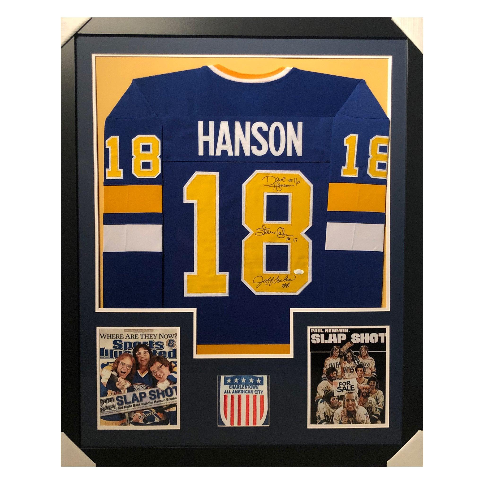 3-Signature Hanson Brothers Signed Framed Vertical Layout Slap