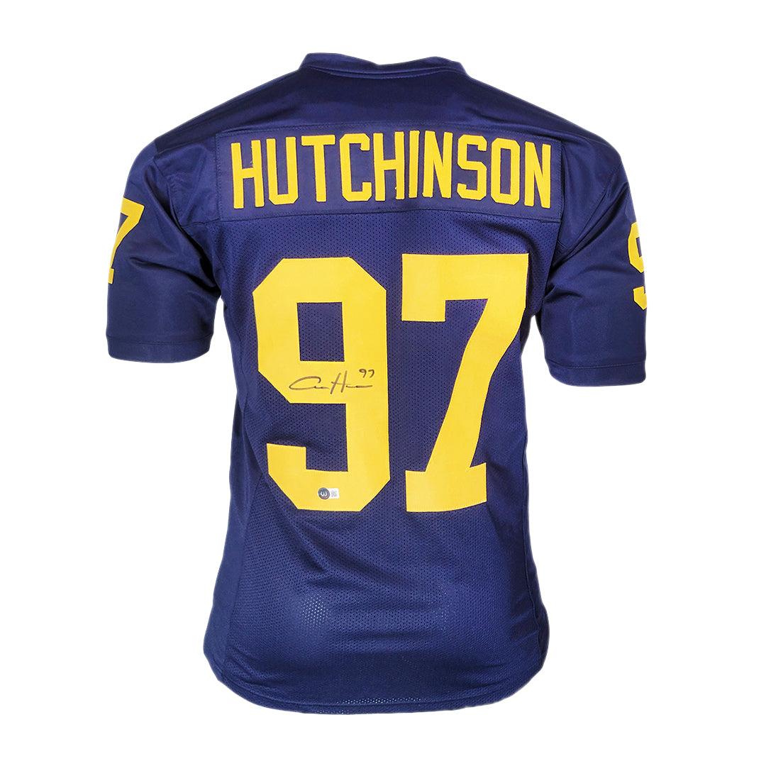 Aidan Hutchinson Signed Michigan College Blue Football Jersey (Beckett — RSA