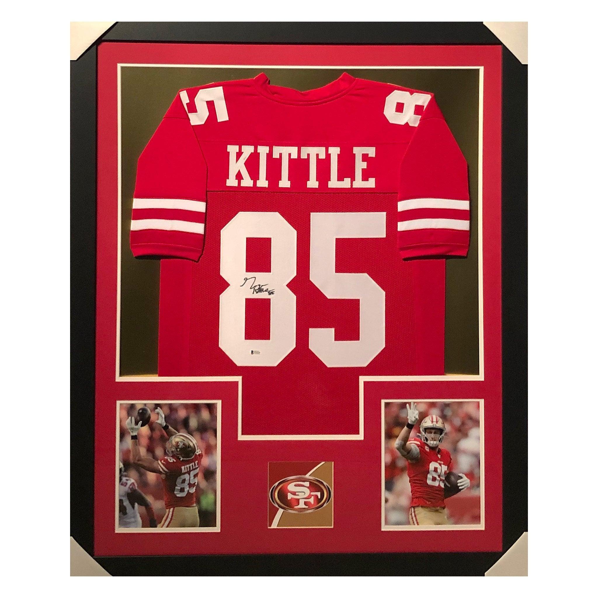 George Kittle Signed Framed Vertical Layout Pro Edition Red Jersey (Be — RSA