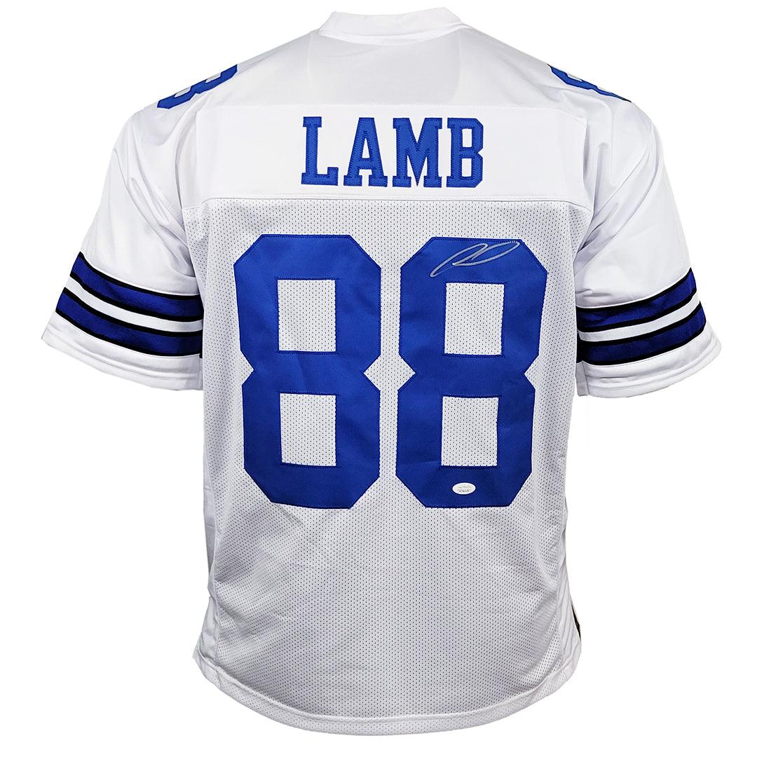 Cowboys Ceedee Lamb Signed Framed Custom Blue Pro-Style Football Jerse