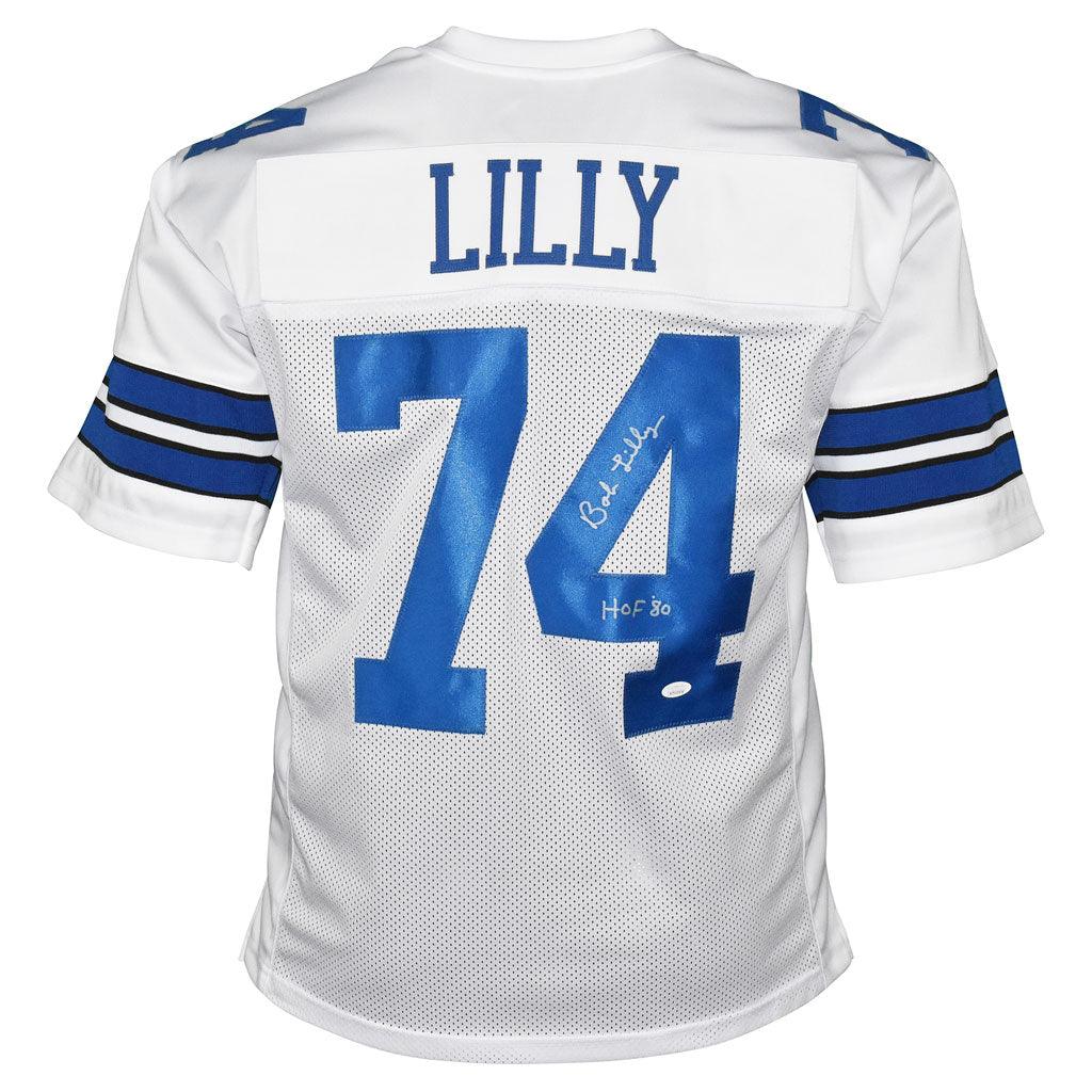 Bob Lilly Autographed Cowboys Jersey Blue Inscribed HOF '80 JSA Certified