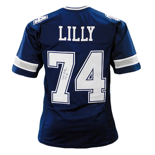 Bob Lilly Signed HOF 1980 Pro Edition Blue Football Jersey (JSA) — RSA