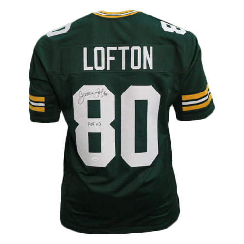 James Lofton Autographed Pro Style Football Jersey Green (JSA)