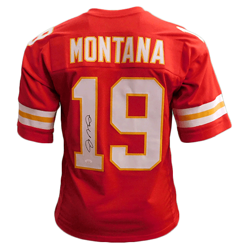 Joe Montana San Francisco 49ers Autographed Mitchell & Ness 1990 Throwback  Scarlett Replica Jersey with HOF 2000 Inscription