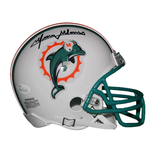 Mercury Morris Miami Dolphins Autographed Throwback Mini Football Helmet  (Beckett )