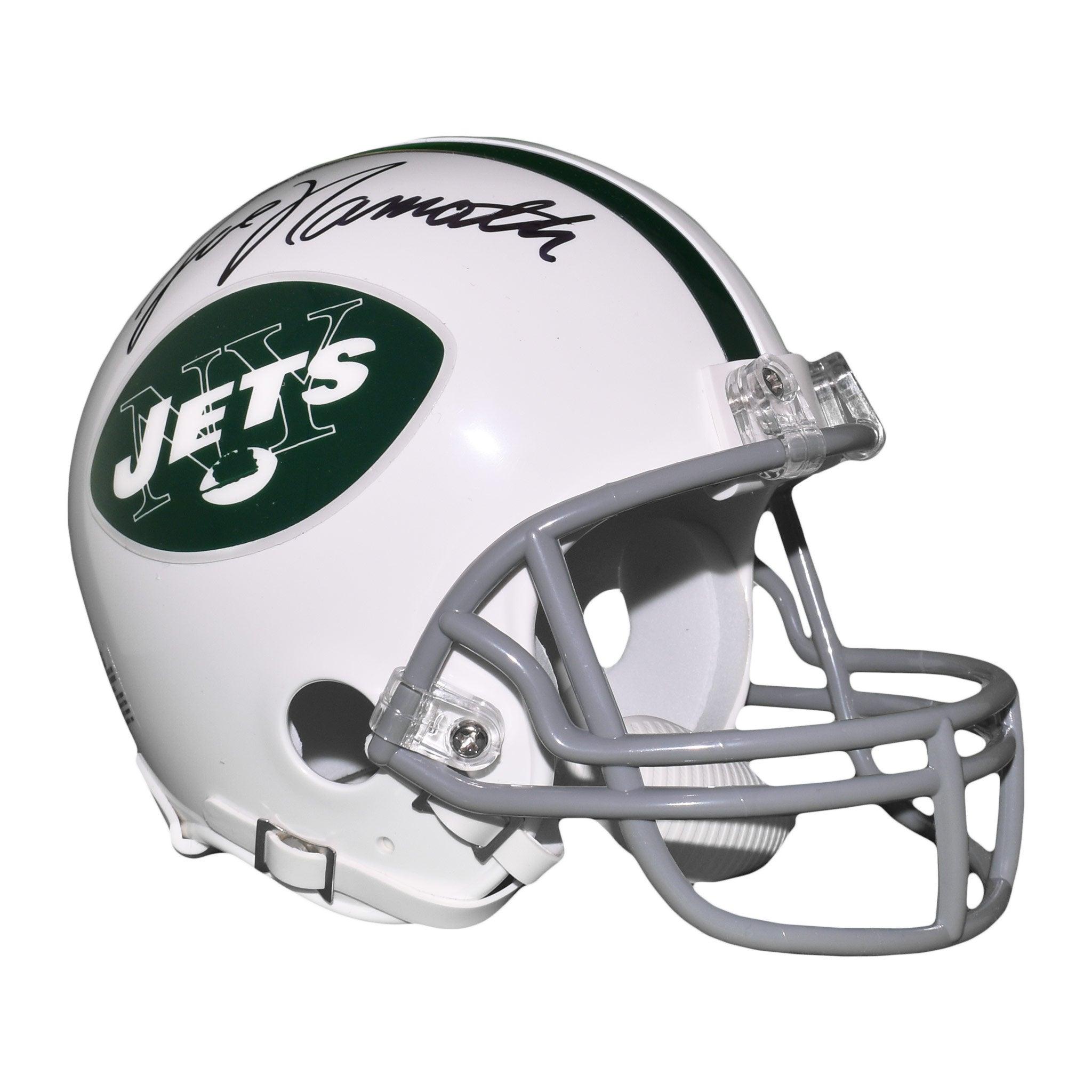 Joe Namath Autographed New York Jets Flat White Mini Helmet Witness Beckett  #5