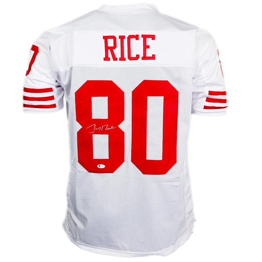 Jerry Rice Autographed and Framed Red 49ers Pro Style Jersey