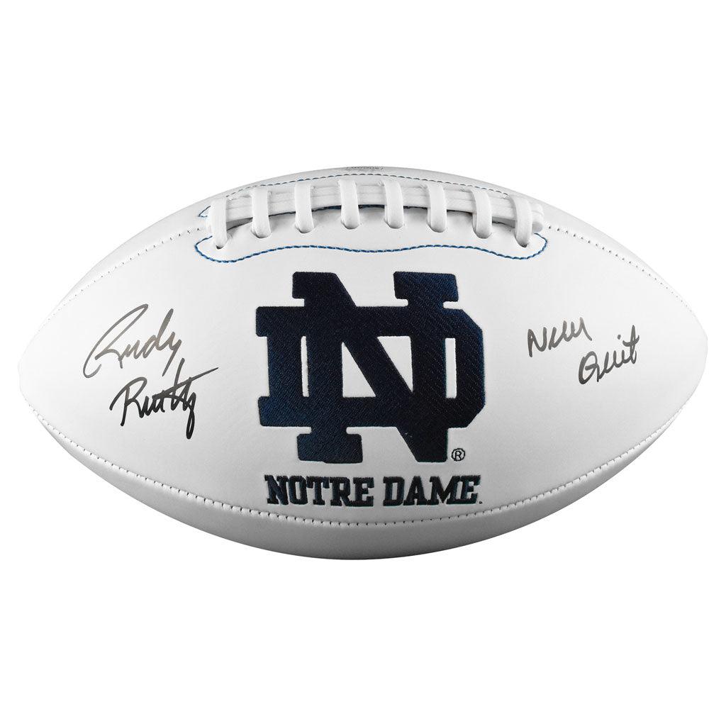 Rudy Ruettiger Signed Never Quit Inscription Notre Dame Fighting Irish — RSA