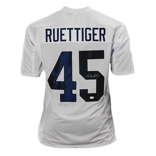 Rudy Ruettiger Autographed College Style Football Jersey Blue (JSA) — RSA