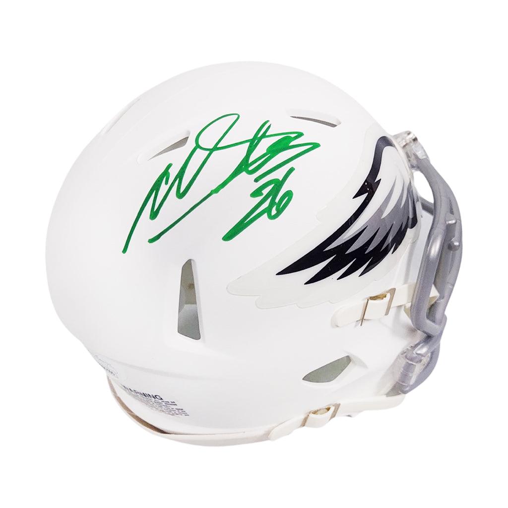 Miles Sanders Signed Philadelphia Eagles Flat White Mini Football Helm — RSA