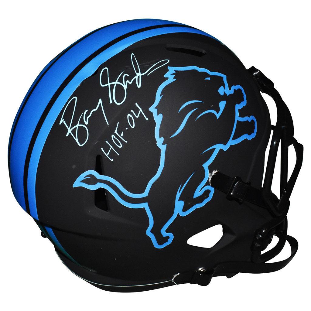 Barry Sanders Detroit Lions Autographed Riddell Replica Helmet with HOF  04 Inscription