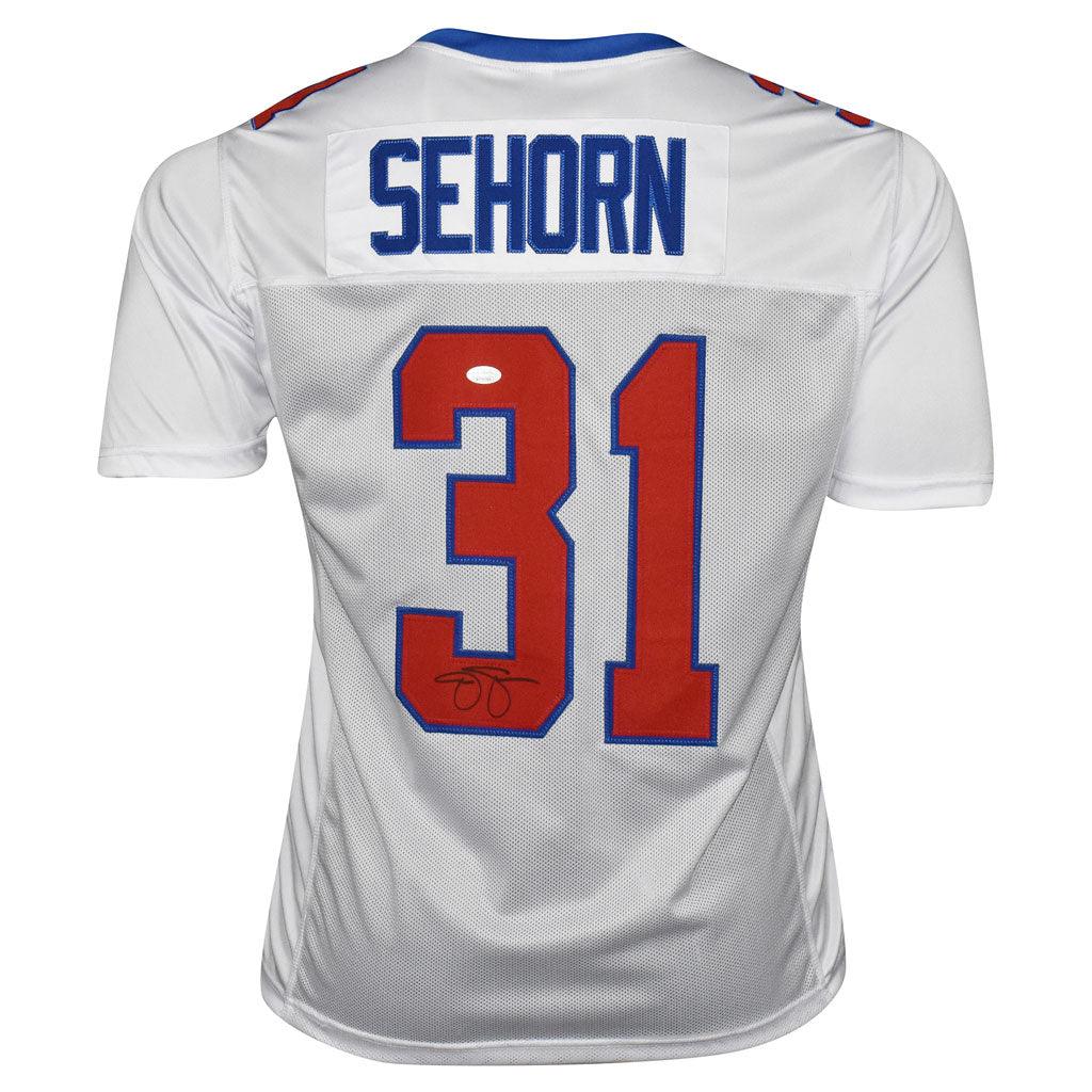 Jason Sehorn Signed New York Pro White Alternate Football Jersey (JSA) — RSA