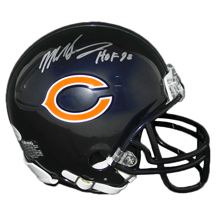 Mike Singletary Signed HOF 98 Inscription Chicago Bears Logo Football (JSA)