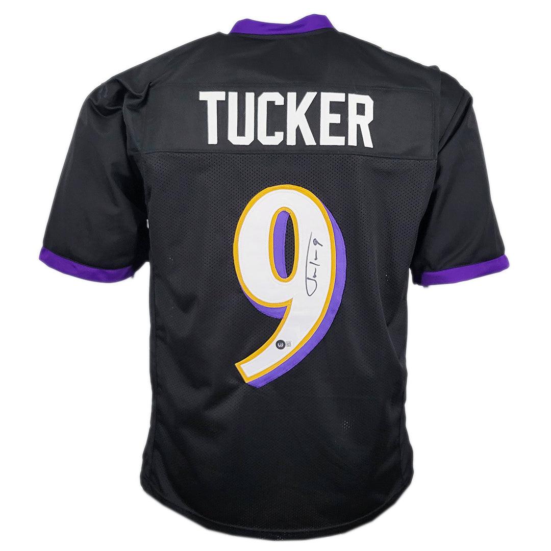 Justin Tucker Signed Baltimore Gold Football Jersey (Beckett) — RSA