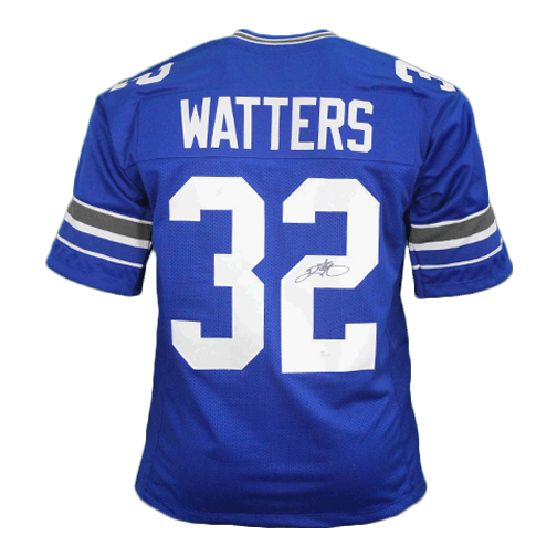 RSA Ricky Watters Autographed Pro Style Football Jersey Blue (JSA)