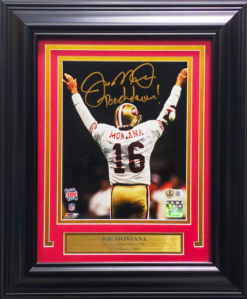 Joe Montana Autographed Framed 8x10 Photo San Francisco 49ers "Touchdown!" Beckett BAS QR